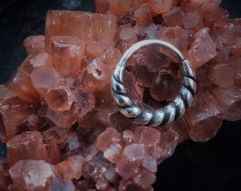 Design intrecciato in argento sterling / Setto d'argento / Gioielli urbani / Unisex / Diametro 10 mm/Orecchino piccolo/Trago/Boho/Tribale/Spessore 1 mm/18 Ga