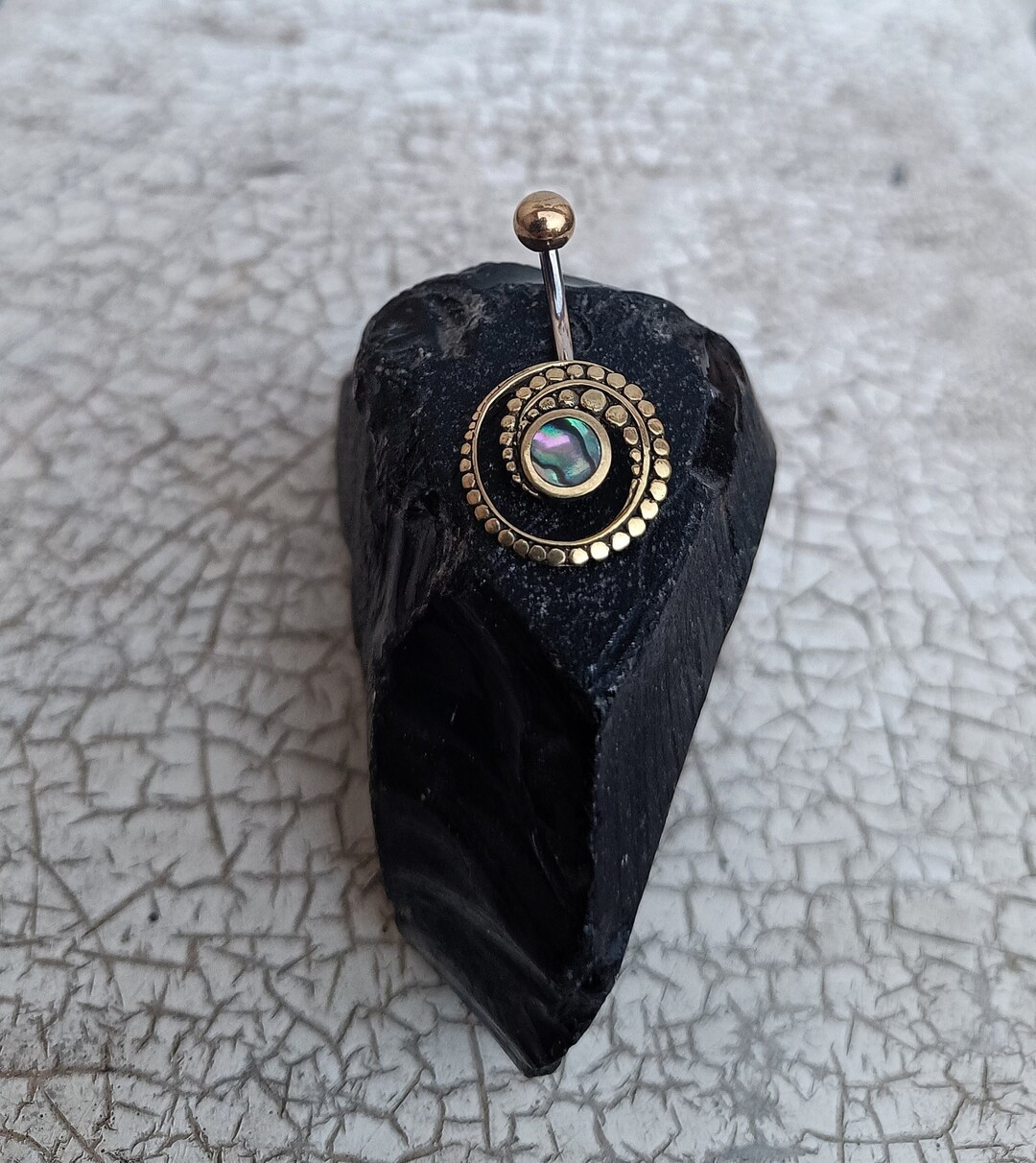 Navel Button Rings / Belly Bar/ Abalone Shell/ Gold Colour /1,6 Mm ...