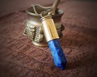 Bullet Jewelry/Light in the Darkness/ Handmade Pendant/Lapislázuli Mineral/ Healing/Ethnic Urban /Blue Crystal/Underground/Burning Man