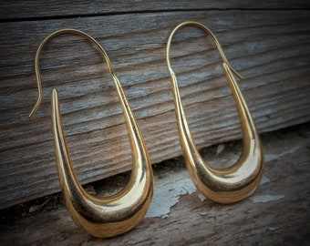 Aros de latón/Boho/Spessore 1 mm/Vintage/Aretes sólidos/Africano/Colore oro/ Design semplice/Urbano/Versátil/Étnico/ Orecchini India