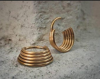 Titanium Septum/Titanium ASTM F136/Hypoallergenic/Gold Colour/5 Bars/ETHNIC Jewelry/Big Septum/Lobule/Tribal Complements/Alternative Jewelry