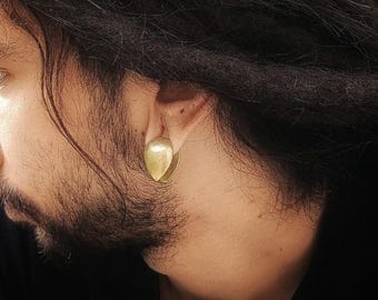 Peso del oído en latón/ Diseño de gota/ 14 mm Grosor / Unisex / Vendido por UNIDAD