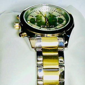 Caravelle New York By Bulova, Two Tone Chronograph Stainless Steel Watch, brushed gold and silver tone link band, for You or Them