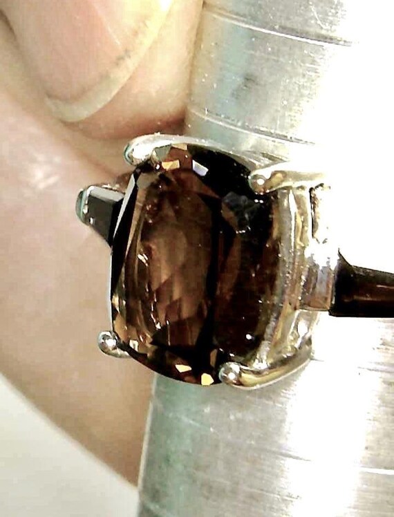 Smoky Quartz, Rectangular Cushion shape, Sissor C… - image 10