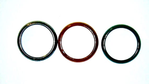 Stackable or single Solid Semi Precious Stone Hoo… - image 1