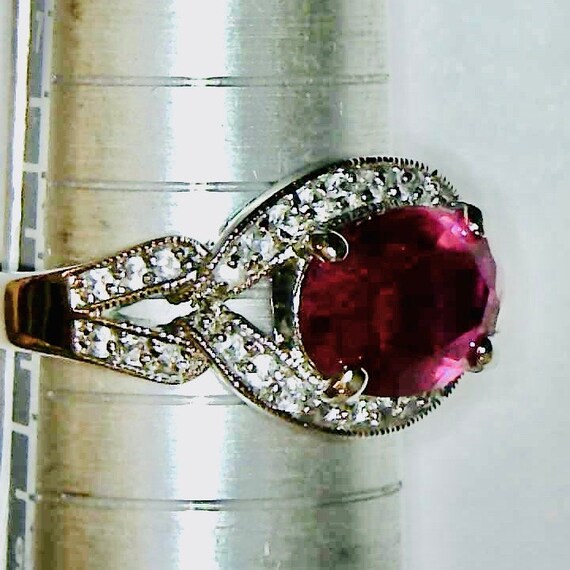 Classic Red Ruby color Ring, Set in 925 Sterling … - image 5