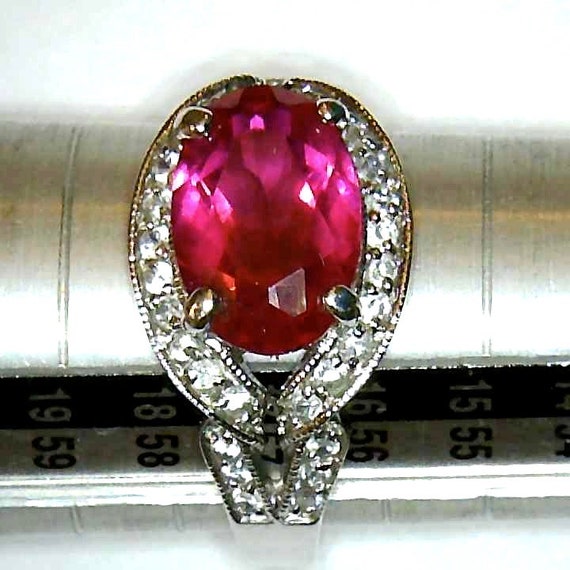 Classic Red Ruby color Ring, Set in 925 Sterling … - image 9