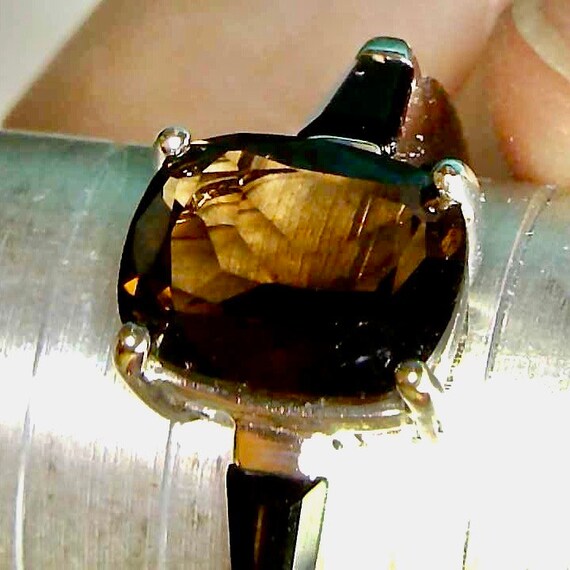 Smoky Quartz, Rectangular Cushion shape, Sissor C… - image 1