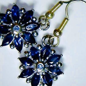 YOUR CHOICE, 3 Different Styles, Tanzanite Floral Earrings.set in 925 sterling Silver, on ear wires, on chain links or on beaded wire drops.