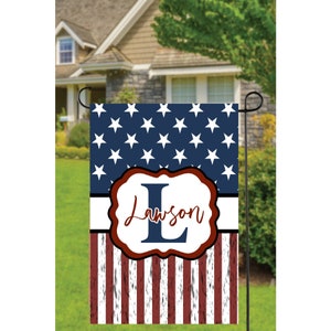 Distressed American Star and Stripes Monogrammed Garden Flag - FREE SHIPPING