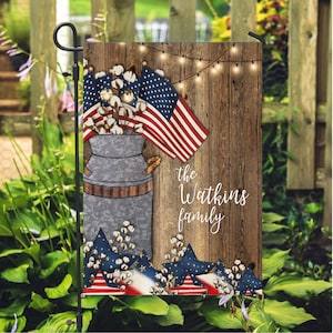 American USA Flags in Rustic Milk Jug Garden Flag - FREE SHIPPING