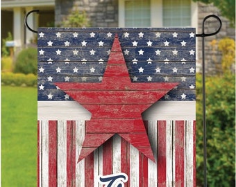 Barnwood American Star and Stripes Garden Flag - FREE SHIPPING