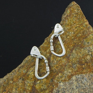 Carabiner + Spit – Climber Earrings in Silver 925 - big
