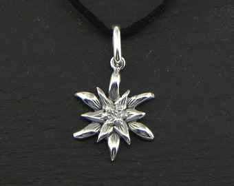 Edelweiss Pendant - in 925 Silver blackened - big