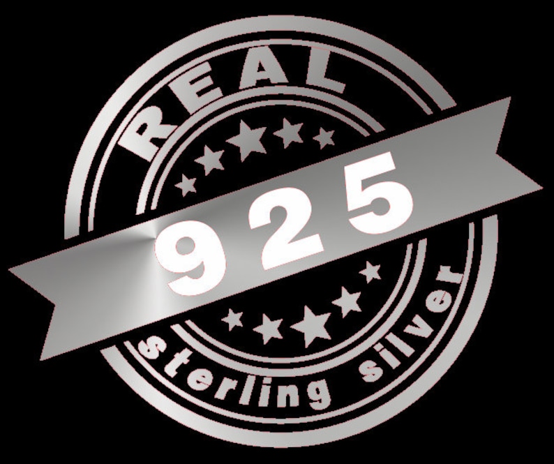 May include: A silver stamp with the words "REAL STERLING SILVER" and the number "925" in white.