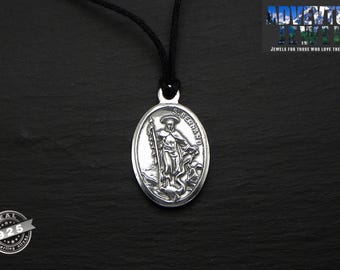 Saint Bernard pendant - 925 Silver blackened - custom back side