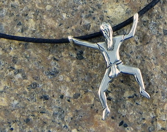 Pendant Silhouette Girl climber - Sterling Silver 925