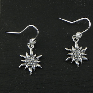 Edelweiss Earrings lobe - in 925 Silver blackened