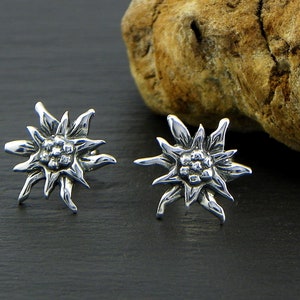 Edelweiss Earrings lobe - in 925 Silver blackened