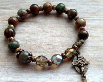 Picture Jasper Rosary Bracelet, 6.5"