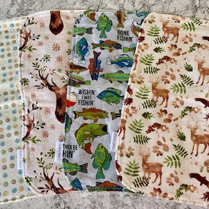 Hunting- Deer burp cloth-Fishing burp cloths snugglesoft flannel/terry cloth- baby shower gifts- burpees