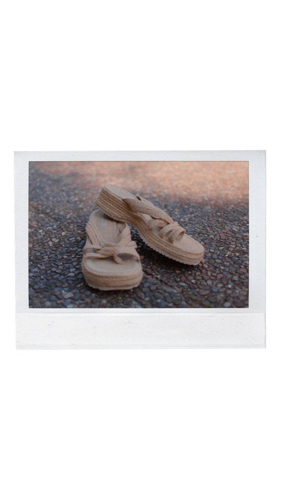Vintage 90's Boho Woven Jute Platform Sandals/Flip