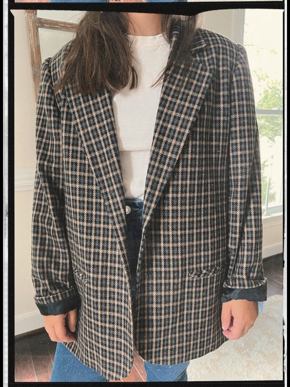 Dark Plaid Blazer - image 2