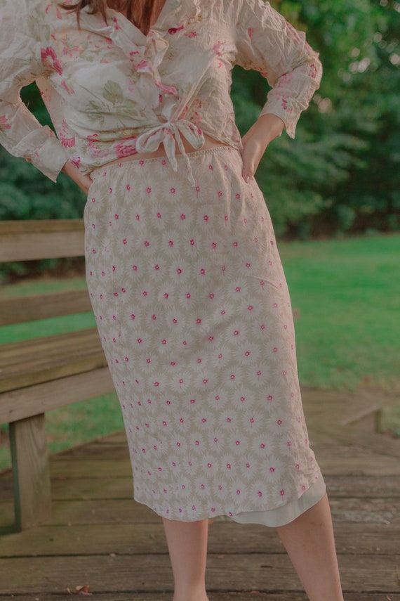 Bias cut floral skirt cheap