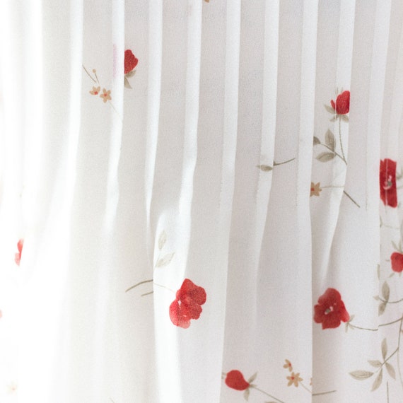 90s Chiffon Prairie White + Red Ditsy Floral Maxi… - image 4