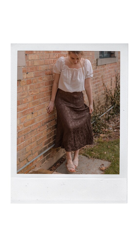 Floral Laura Ashley Midi Skirt in Dark Chocolate B