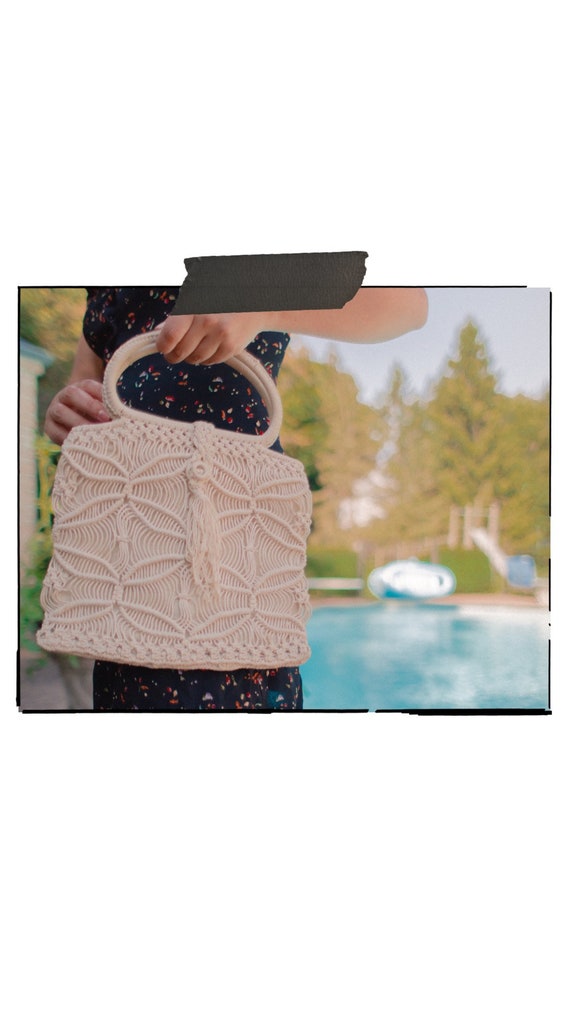 Vintage Macrame Crochet Top-Handle Handbag - image 2