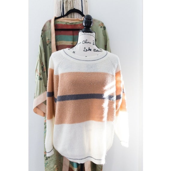 Vintage 80's Colorblock Knit Sweater || Desert Vi… - image 3