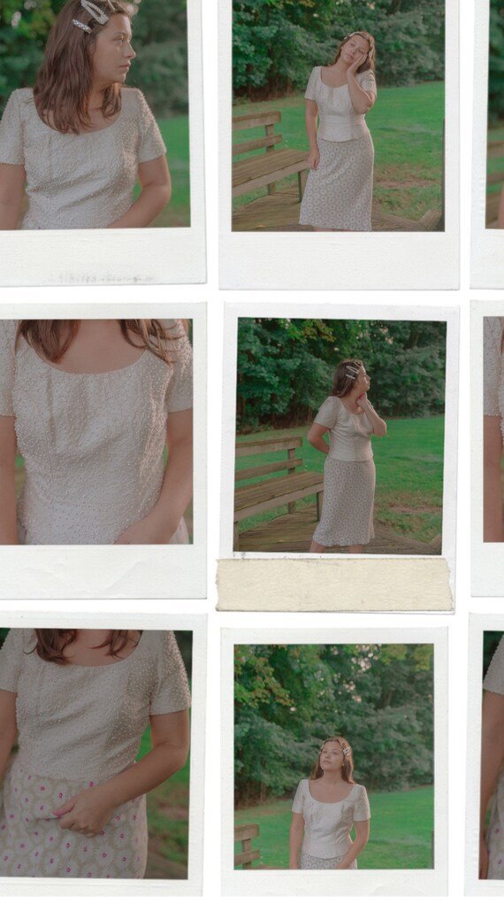 Ethereal Pearl Studded Pearlescent Fitted Blouse/C
