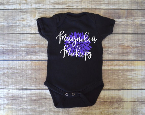 Black Baby Bodysuit Mockup Shirt Mockup Baby Mockup Flat