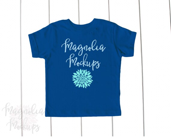 Royal Blue Toddler T-Shirt Mock Up Youth Kids Flat