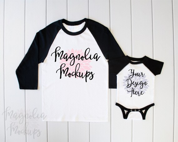 Adult And Infant Baseball Raglan Shirt Mockup Mock Up Adult And Infant Baseball Raglan Shirt Mockup Mock Up