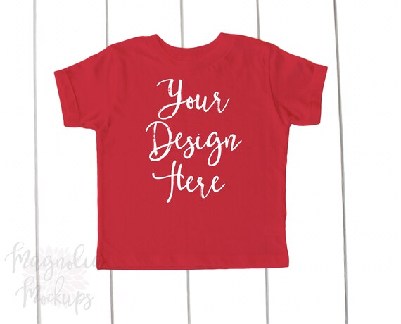 Red Toddler T Shirt Mock Up Youth Kids Flat Lay Tshirt Etsy