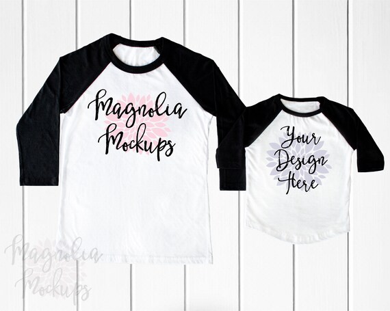 Download Adult And Toddler Baseball Raglan Shirt Mockup Mock Up Etsy