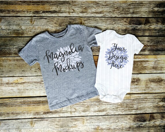 Grey Toddler T Shirt And Baby Bodysuit Mockup Mock Up Tshirt Etsy