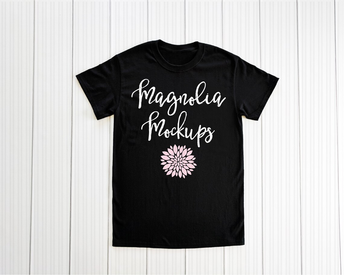 Download Gildan Adult Black T-Shirt Mockup TShirt Mockup Flat Lay ...
