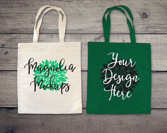 green canvas tote bag