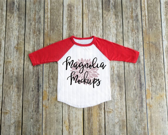 Download Red and White Baseball Raglan Shirt Mockup TShirt Mockup | Etsy