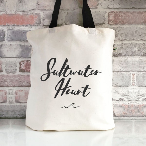 Saltwater heart Cotton Shopper // Tote Canvas Bag // Wave // Surf // Travel