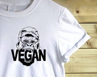 Vegan Gorilla // White Tee Tshirt // Vegetarian // Wildlife