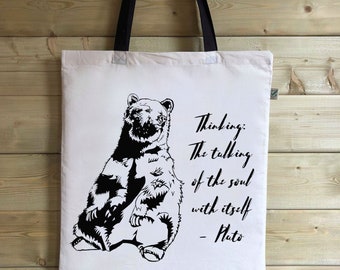 Bear Cotton Shopper Tote Canvas Bag