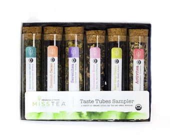 Organic Teas Taste-Tube Sampler | Tea gift, Organic tea, Tea sampler, Loose leaf tea, Mother's day gift, Mother's day