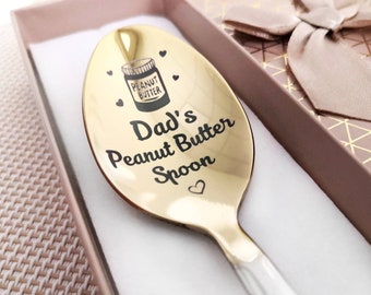 Daddy Gift Dad's Peanut Butter Spoon Name Engraved Spoon for Father's day Gift Personalized Gift Custom Spoon Birthday Gift for Christmas