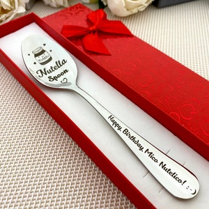 Fancy Nutella Spoon Customized with Name - More Colors Personalised spoons with Custom message on handle - Sister christmas stoking stuffer