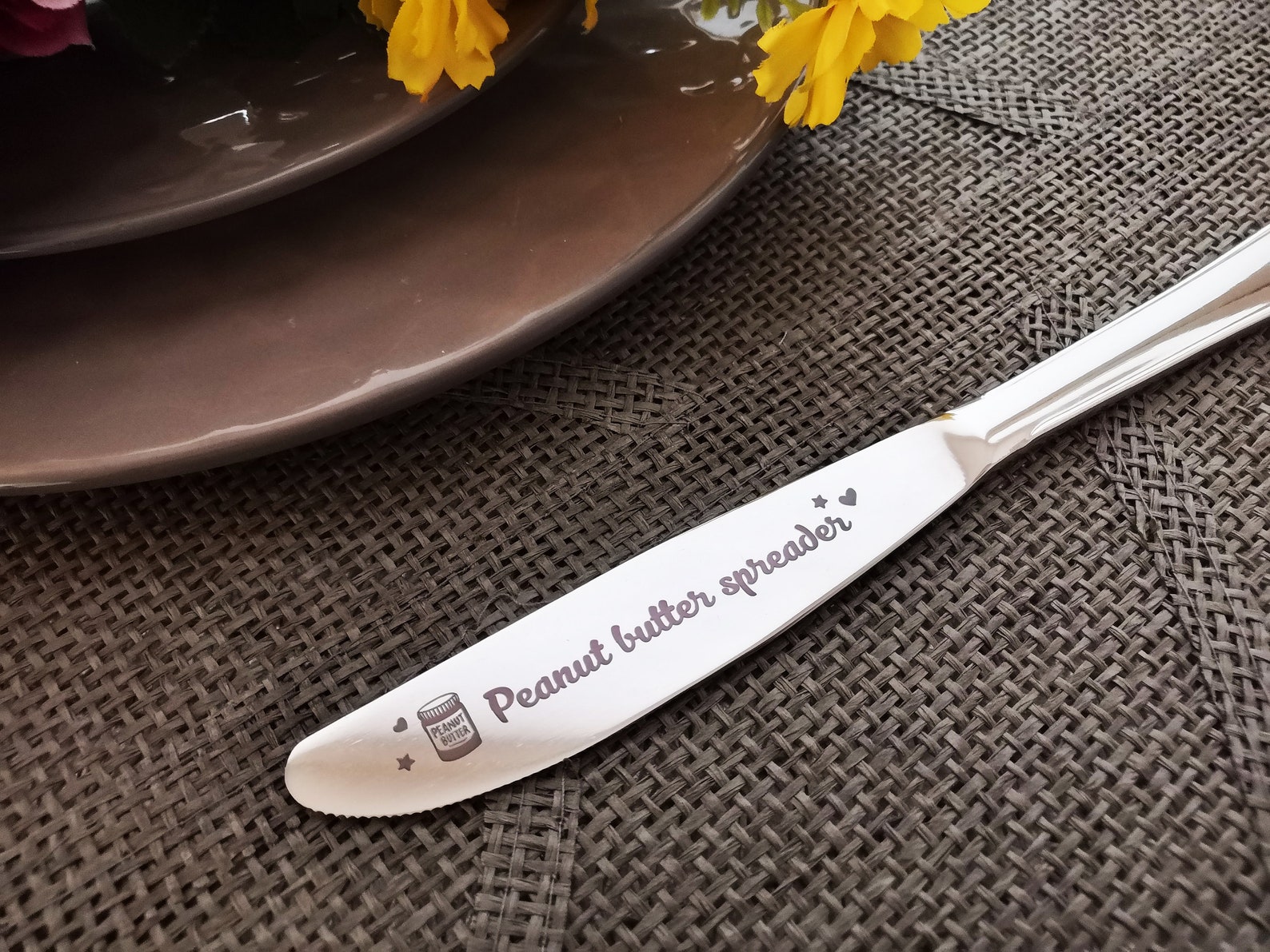 Peanut Butter Spreader Dinner Knife Engraved With Custom Etsy