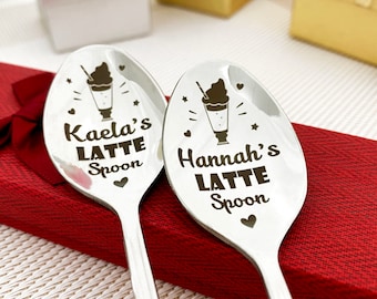 Long handle Latte spoon, Cold coffee spoon, Iced coffee spoon Ice cream with name Persenolized xmas gift Coffee Glacé Keepsake